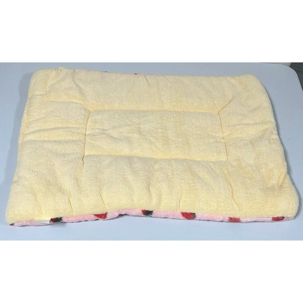Pink Strawberry Strawberries Fuzzy Fur Furry Cat Dog Pet Bed Liner Cushion 🍓